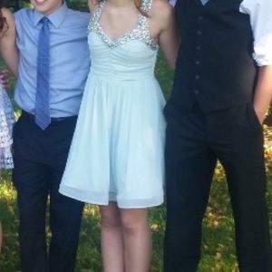 light teal short homecoming dress
